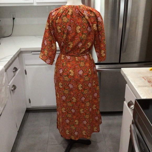 Anthropologie dRA Los Angeles Orange Floral Print Cottage Core Cotton Dress S - Picture 5 of 10